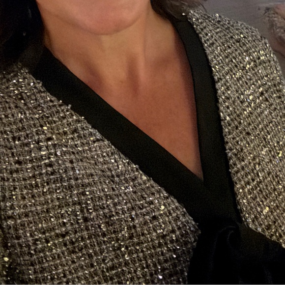 Tuckernuck Holiday Dress- Silver Coco Tweed Bow Dress Size Small - Picture 9 of 9